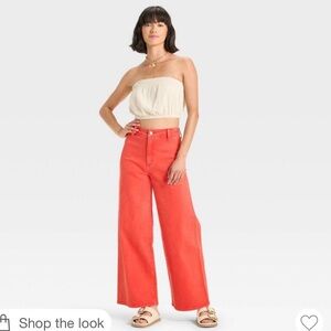 NWOT Red Wide-Leg Sailor Pants